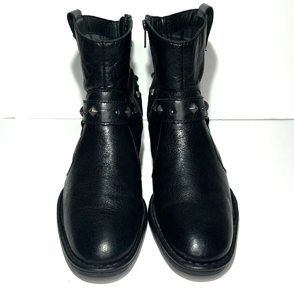 Born Black Leather Studded Moto Ankle Boots 9 - Picture 3 of 8